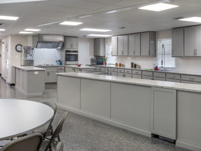 View of the large kitchen at Hacienda Village MHC